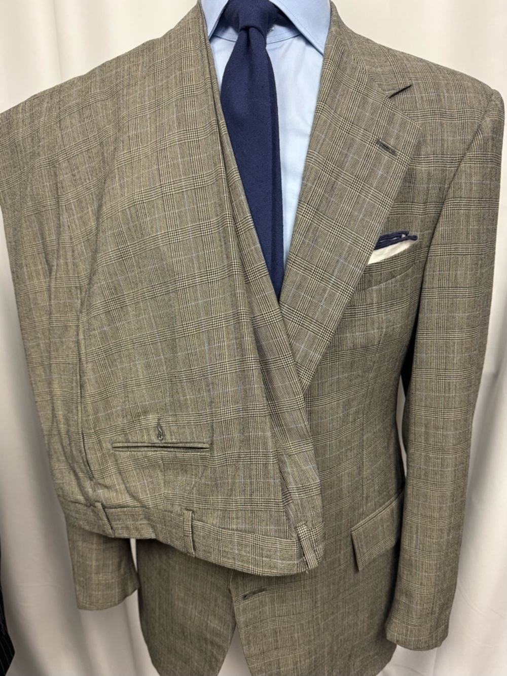 Vintage Polo Ralph Lauren Glen Plaid Suit (42L) – Blue Windowpane, 3-Roll-2